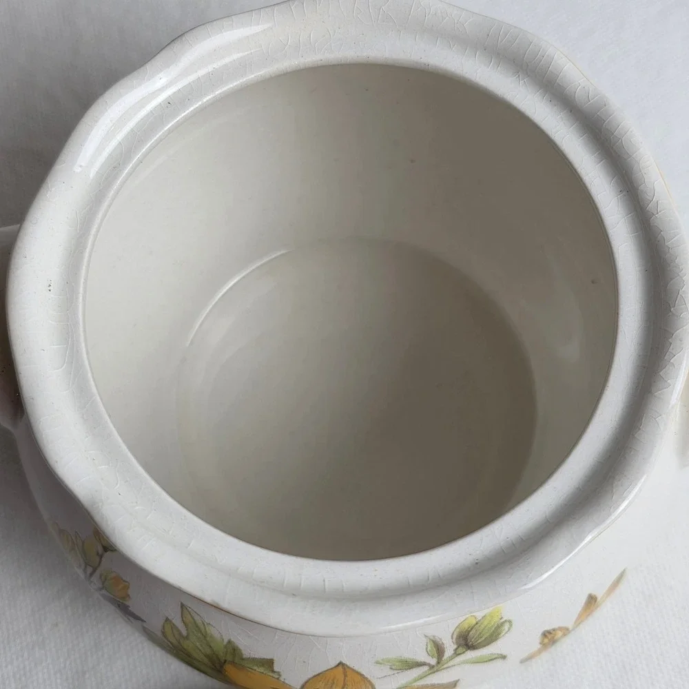 Vintage Berkeley House English Ironstone Meadow View Sunflower Lidded Bowl